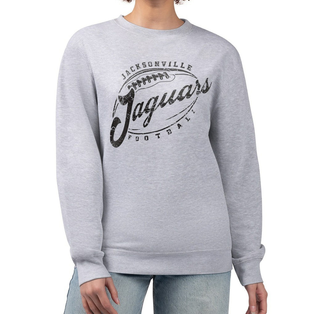 Jacksonville Jaguars G-III 4Her by Carl Banks Women's Distressed Graphics Fleece Pullover Sweatshirt - Gray outlet