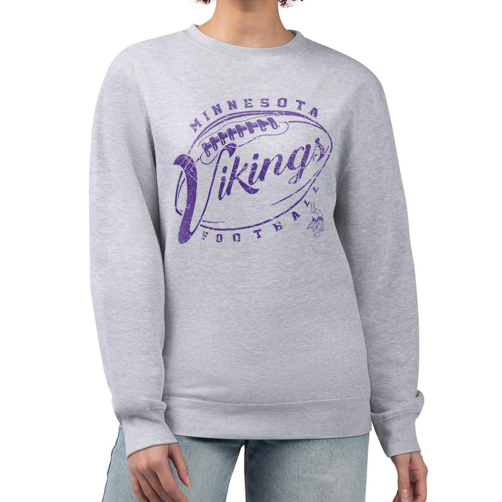 Minnesota Vikings G-III 4Her by Carl Banks Women's Distressed Graphics Fleece Pullover Sweatshirt - Gray on sale