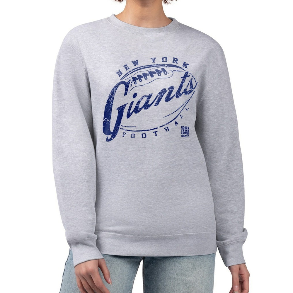 New York Giants G-III 4Her by Carl Banks Women's Distressed Graphics Fleece Pullover Sweatshirt - Gray discount