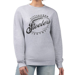 Pittsburgh Steelers G-III 4Her by Carl Banks Women's Distressed Graphics Fleece Pullover Sweatshirt - Gray for sale