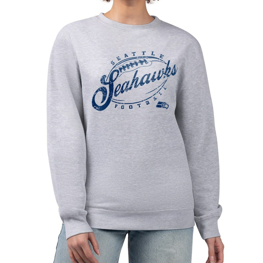 Seattle Seahawks G-III 4Her by Carl Banks Women's Distressed Graphics Fleece Pullover Sweatshirt - Gray online