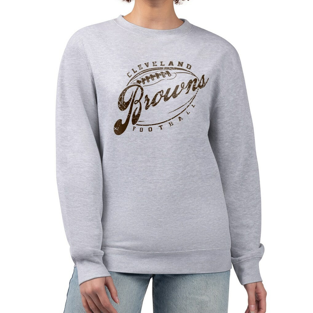Cleveland Browns G-III 4Her by Carl Banks Women's Distressed Graphics Fleece Pullover Sweatshirt - Gray on sale