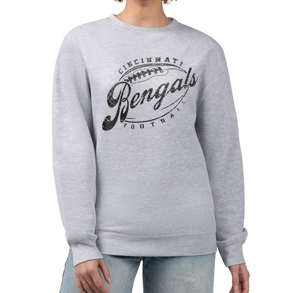 Cincinnati Bengals G-III 4Her by Carl Banks Women's Distressed Graphics Fleece Pullover Sweatshirt - Gray discount