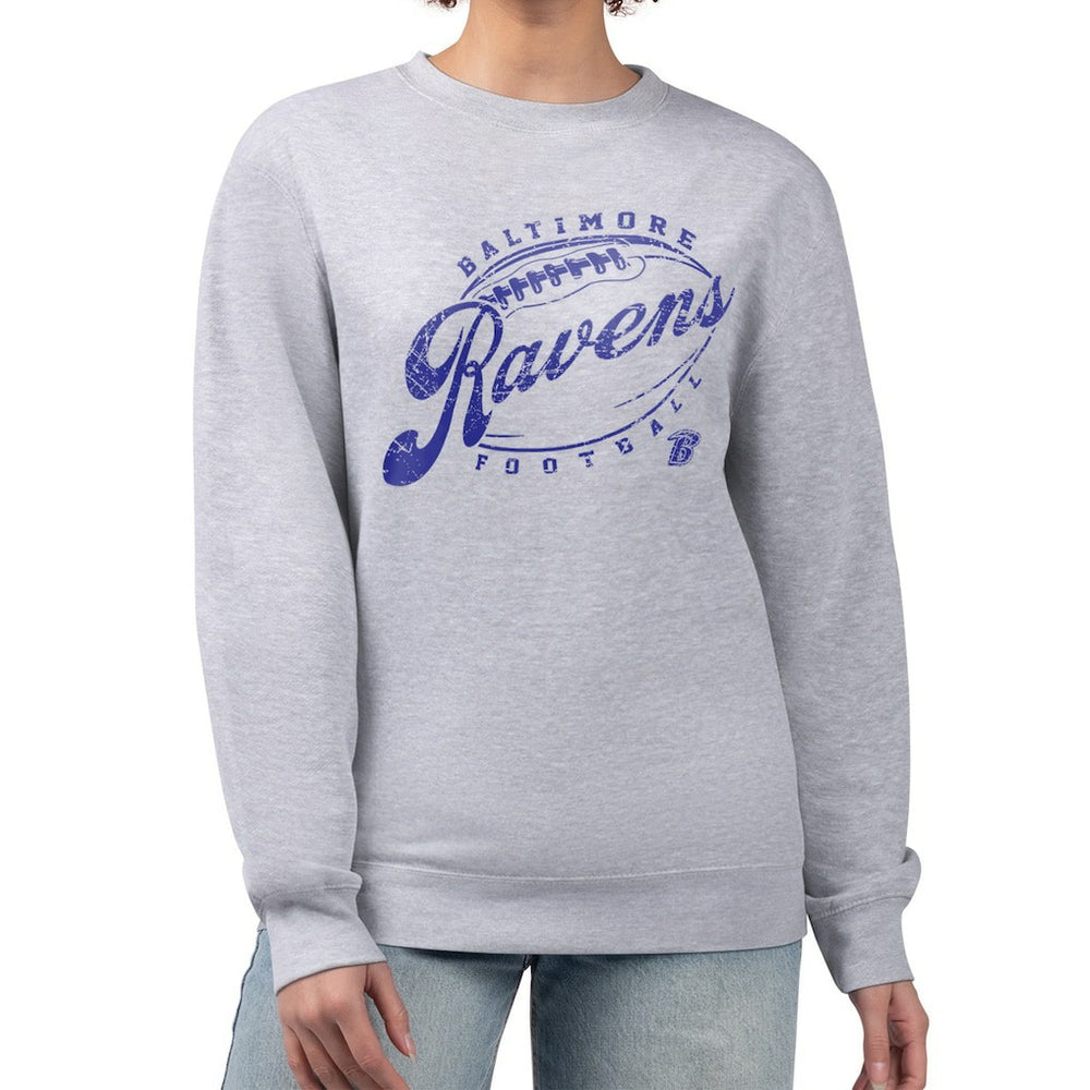 Baltimore Ravens G-III 4Her by Carl Banks Women's Distressed Graphics Fleece Pullover Sweatshirt - Gray discount