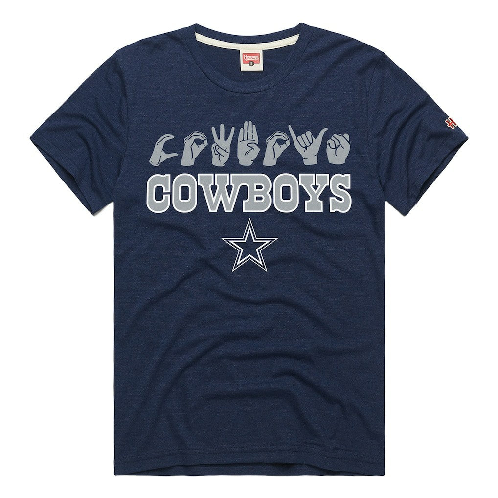 Dallas Cowboys Homage Unisex NFL ASL Collection by Love Sign Tri-Blend T-Shirt - Navy on sale