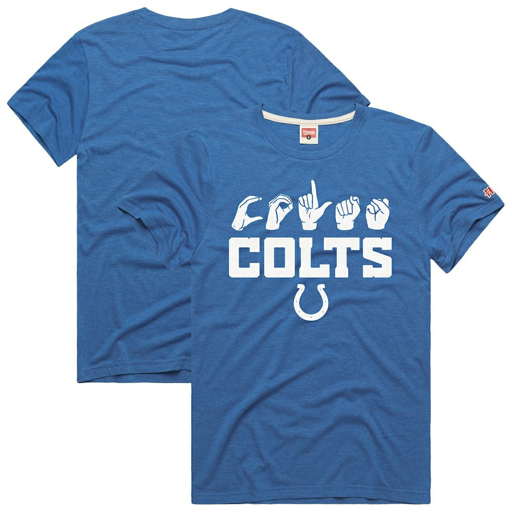 Indianapolis Colts Homage Unisex NFL ASL Collection by Love Sign Tri-Blend T-Shirt - Royal cheap