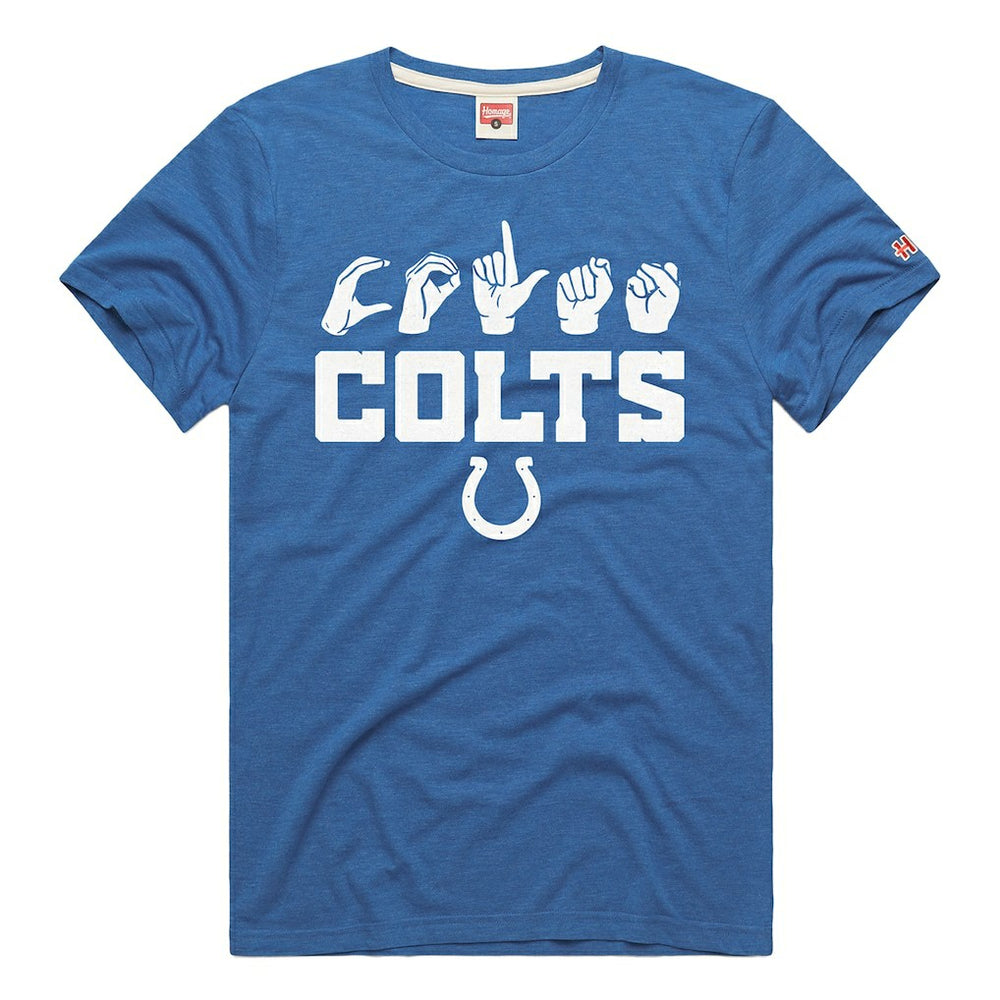 Indianapolis Colts Homage Unisex NFL ASL Collection by Love Sign Tri-Blend T-Shirt - Royal cheap