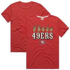 San Francisco 49ers Homage Unisex NFL ASL Collection by Love Sign Tri-Blend T-Shirt - Scarlet on sale