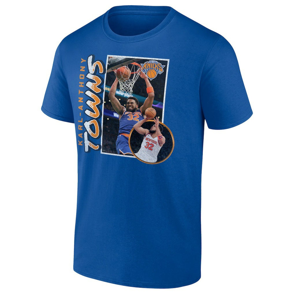 Karl-Anthony Towns New York Knicks '90s Player Graphic T-Shirt - Blue on sale
