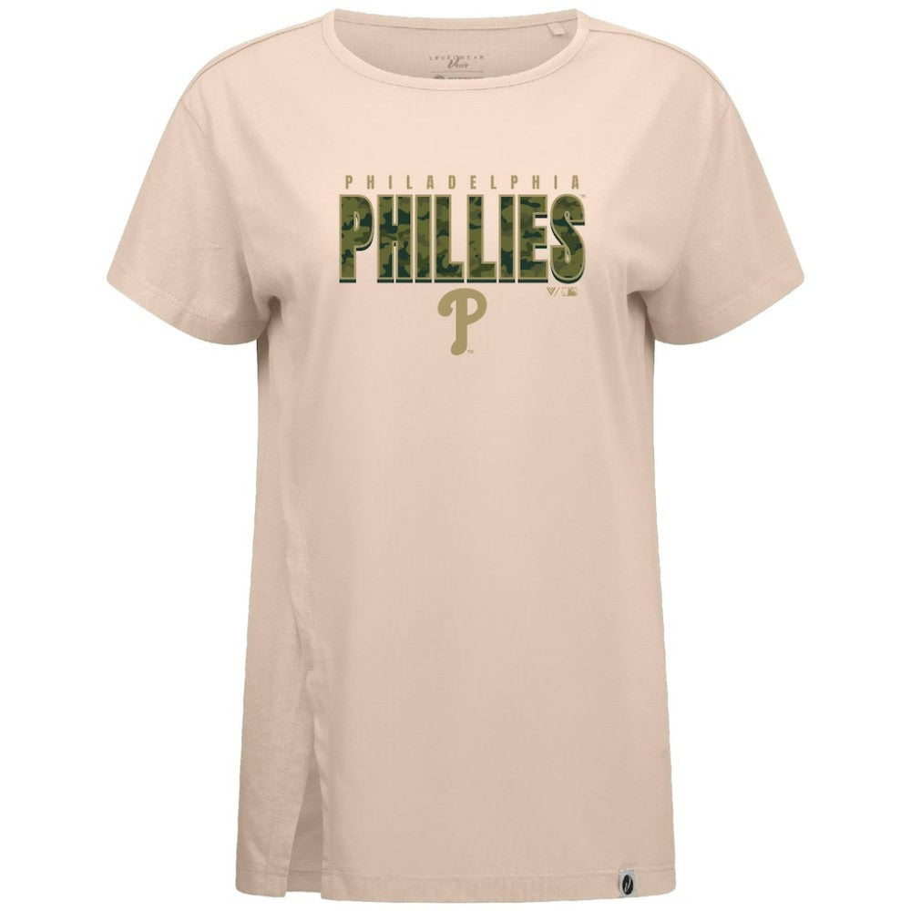Philadelphia Phillies Levelwear Women's Influx Protect W T-Shirt - Khaki
