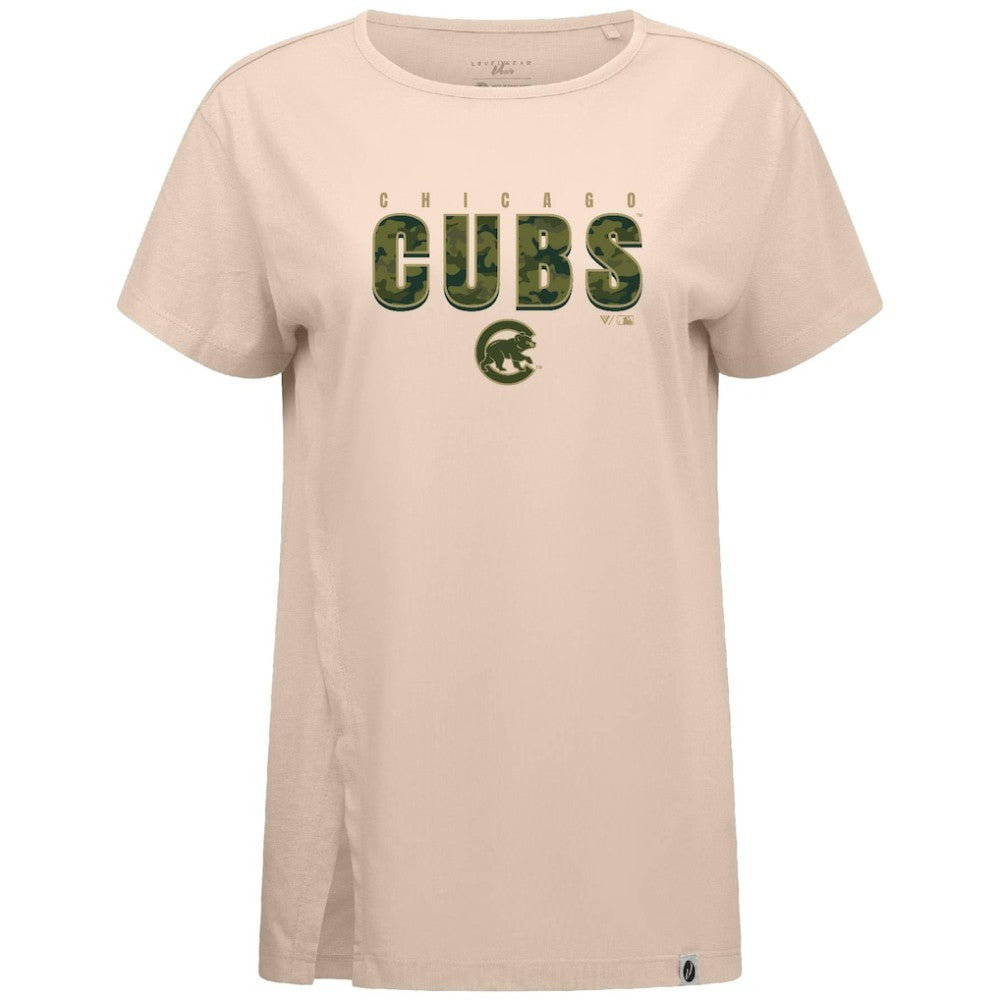 Chicago Cubs Levelwear Women's Influx Protect W T-Shirt - Khaki