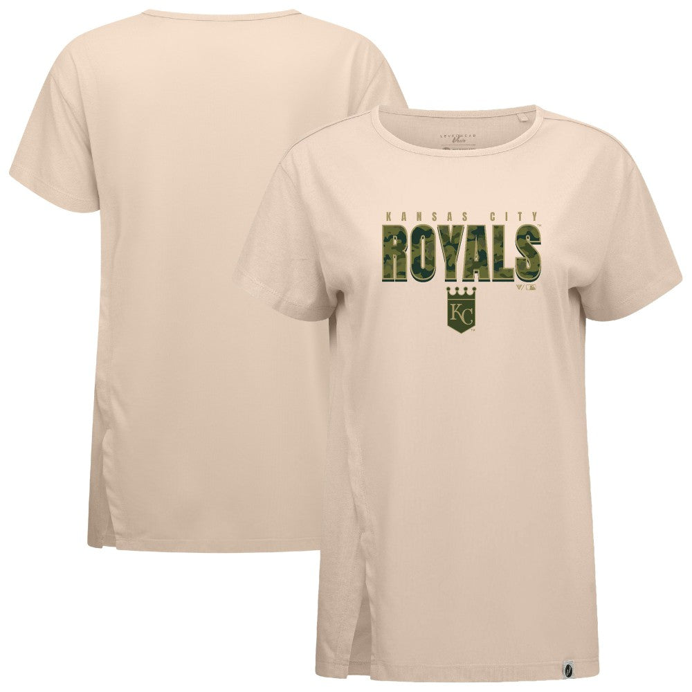 Kansas City Royals Levelwear Women's Influx Protect W T-Shirt - Khaki