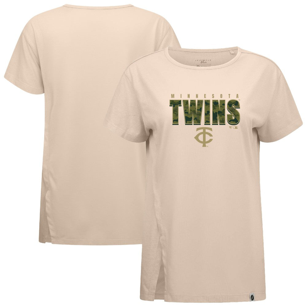 Minnesota Twins Levelwear Women's Influx Protect W T-Shirt - Khaki