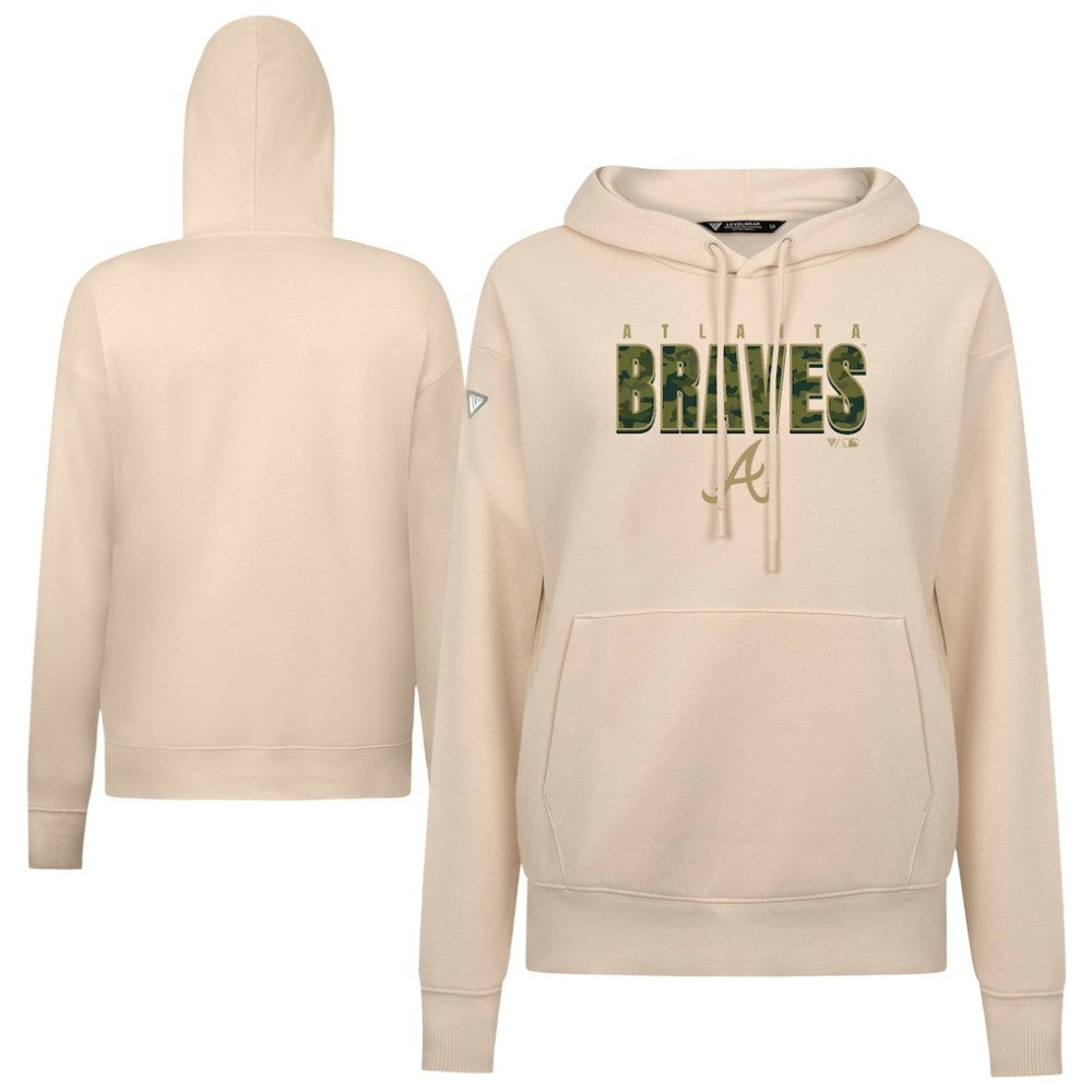 Atlanta Braves Levelwear Women's Adorn Protect W Pullover Hoodie - Khaki