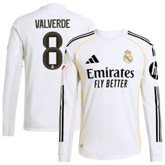 Federico Valverde Real Madrid 2025/26 Home Long Sleeve Jersey - White | Adidas cheap