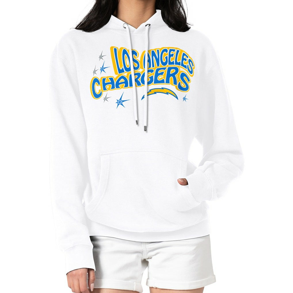 Los Angeles Chargers Starter Women's Fireworks Fleece Pullover Hoodie - White sale
