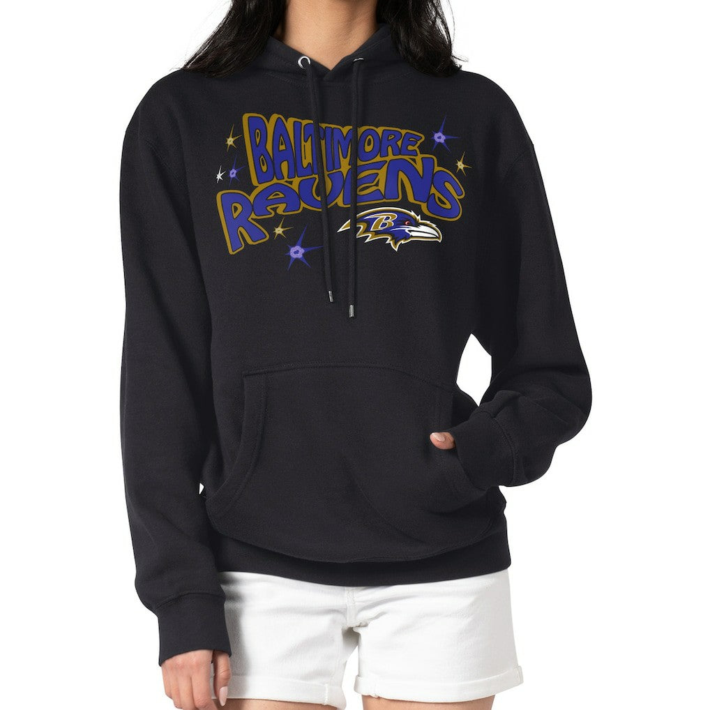 Baltimore Ravens Starter Women's Fireworks Fleece Pullover Hoodie - Black outlet