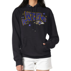 Baltimore Ravens Starter Women's Fireworks Fleece Pullover Hoodie - Black outlet