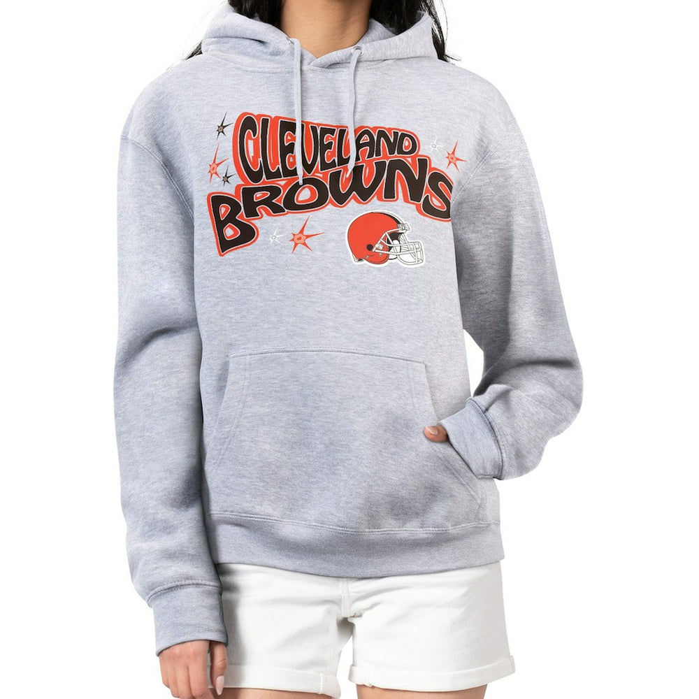 Cleveland Browns Starter Women's Fireworks Fleece Pullover Hoodie - Gray on sale