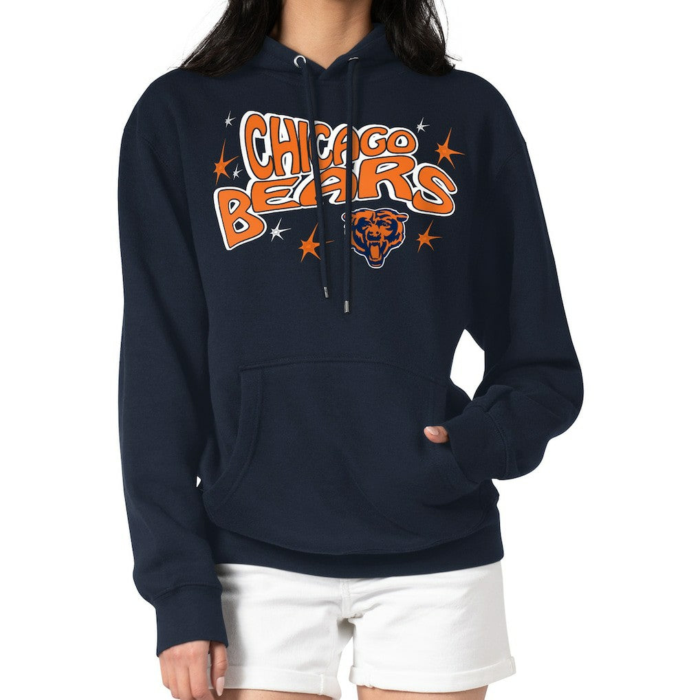 Chicago Bears Starter Women's Fireworks Fleece Pullover Hoodie - Navy sale