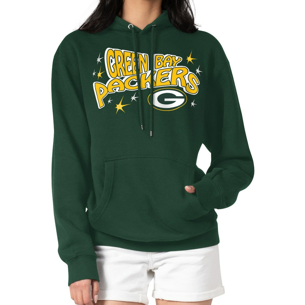 Green Bay Packers Starter Women's Fireworks Fleece Pullover Hoodie - Green for sale