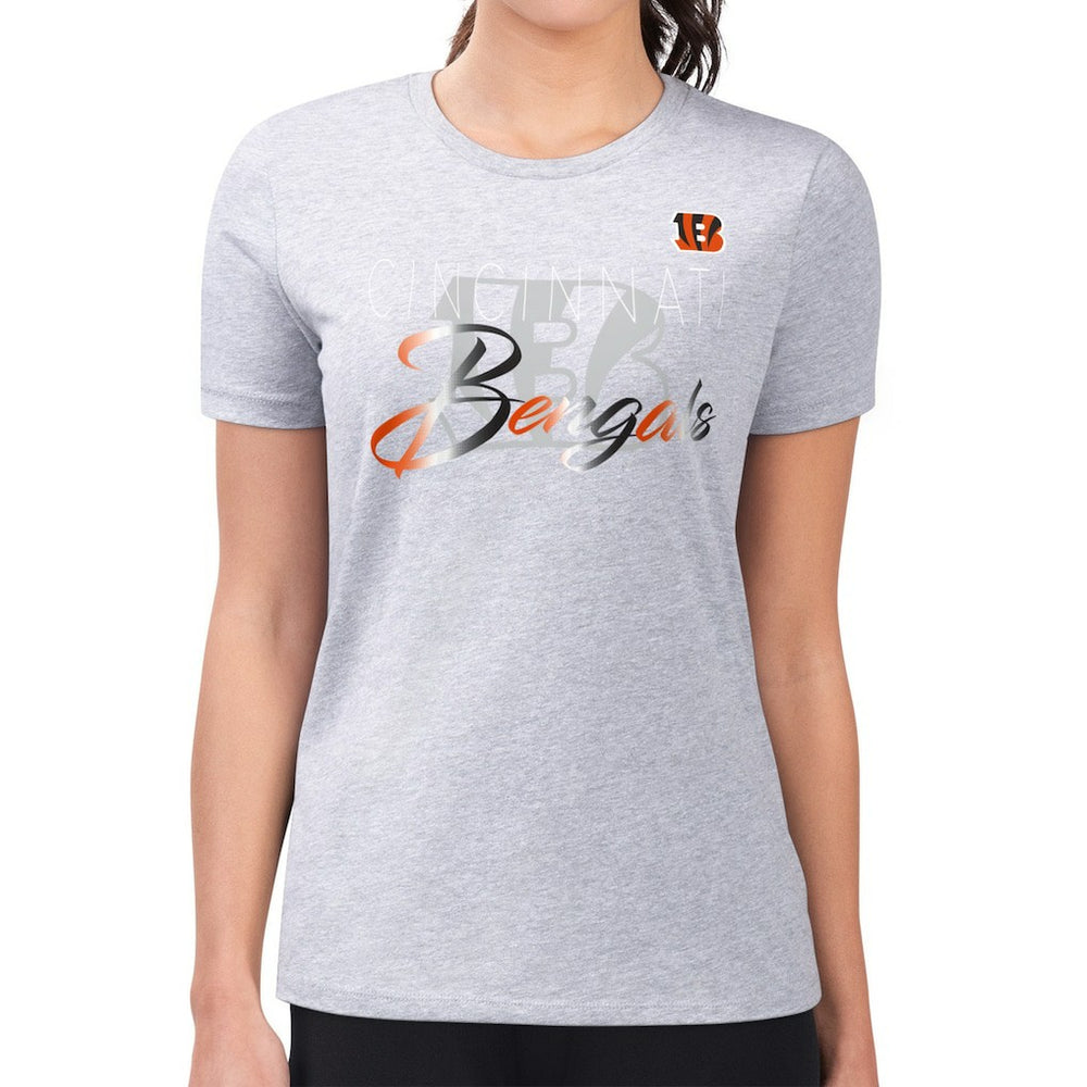 Cincinnati Bengals G-III 4Her by Carl Banks Women's Super-Slim Fit Lightweight Shadow Logo T-Shirt - Gray outlet