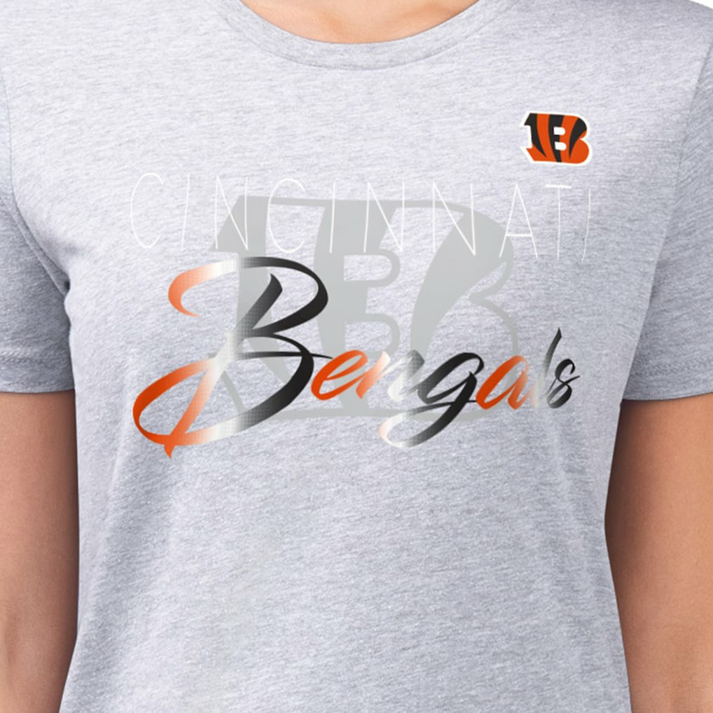 Cincinnati Bengals G-III 4Her by Carl Banks Women's Super-Slim Fit Lightweight Shadow Logo T-Shirt - Gray outlet