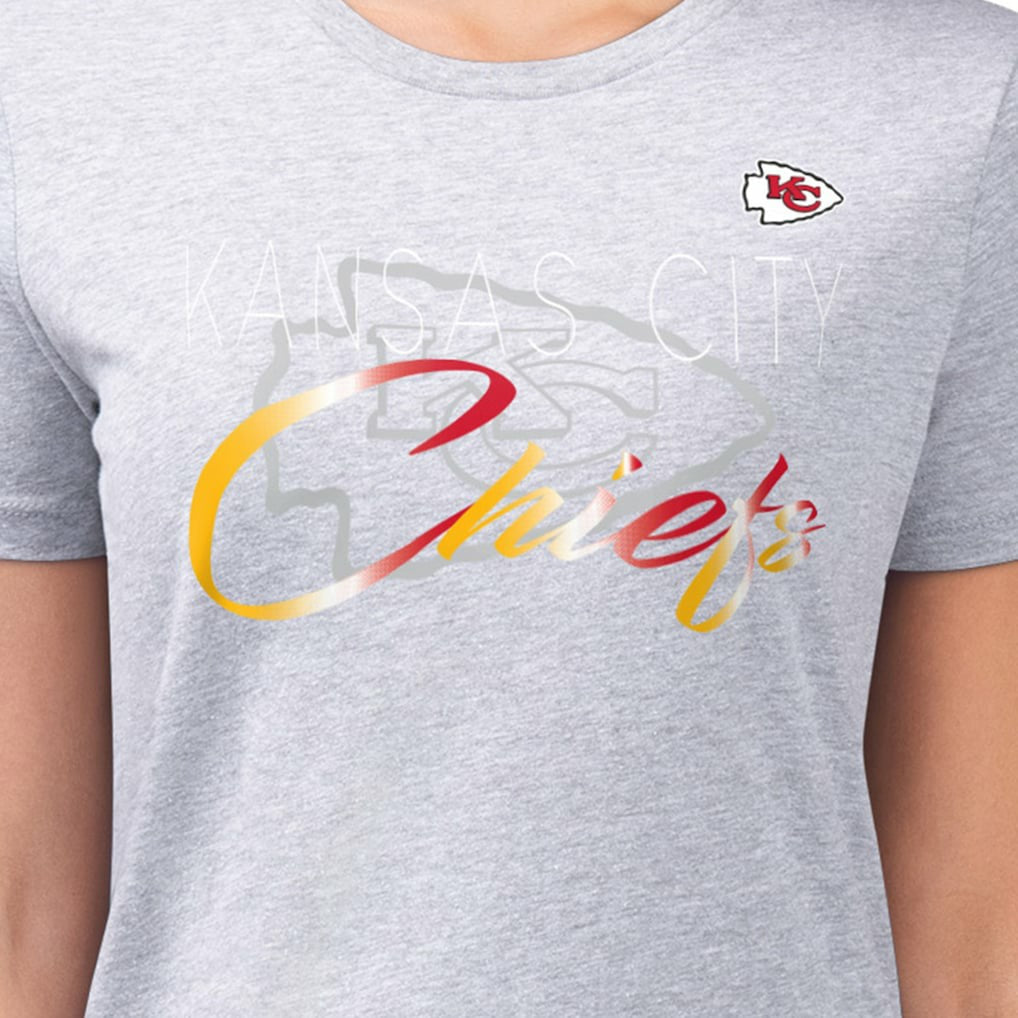 Kansas City Chiefs G-III 4Her by Carl Banks Women's Super-Slim Fit Lightweight Shadow Logo T-Shirt - Gray on sale