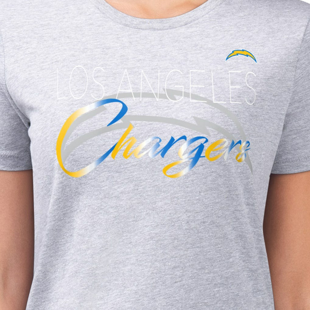 Los Angeles Chargers G-III 4Her by Carl Banks Women's Super-Slim Fit Lightweight Shadow Logo T-Shirt - Gray discount