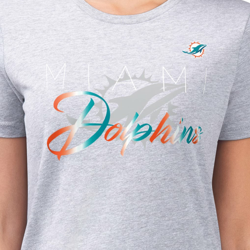 Miami Dolphins G-III 4Her by Carl Banks Women's Super-Slim Fit Lightweight Shadow Logo T-Shirt - Gray online