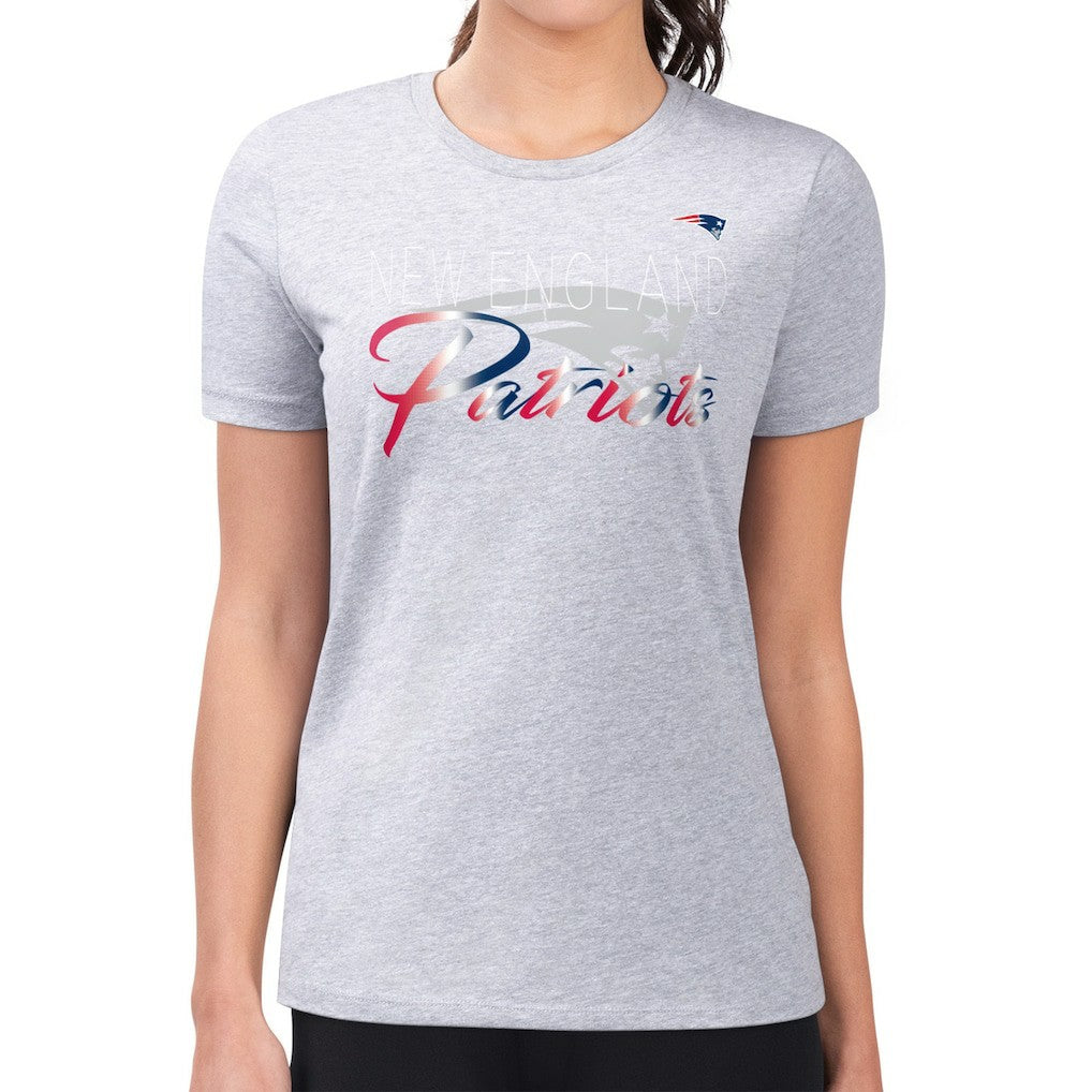 New England Patriots G-III 4Her by Carl Banks Women's Super-Slim Fit Lightweight Shadow Logo T-Shirt - Gray on sale