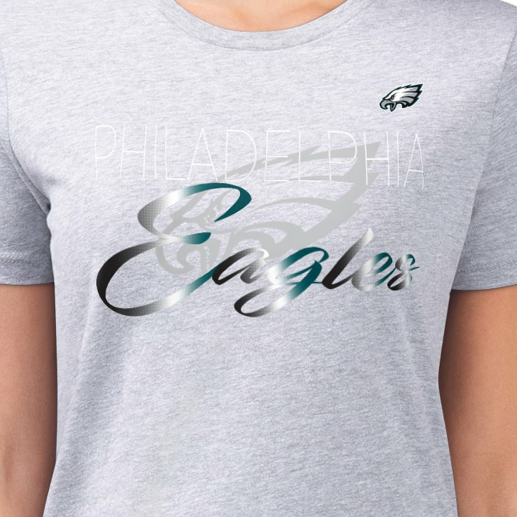 Philadelphia Eagles G-III 4Her by Carl Banks Women's Super-Slim Fit Lightweight Shadow Logo T-Shirt - Gray cheap
