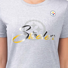 Pittsburgh Steelers G-III 4Her by Carl Banks Women's Super-Slim Fit Lightweight Shadow Logo T-Shirt - Gray cheap