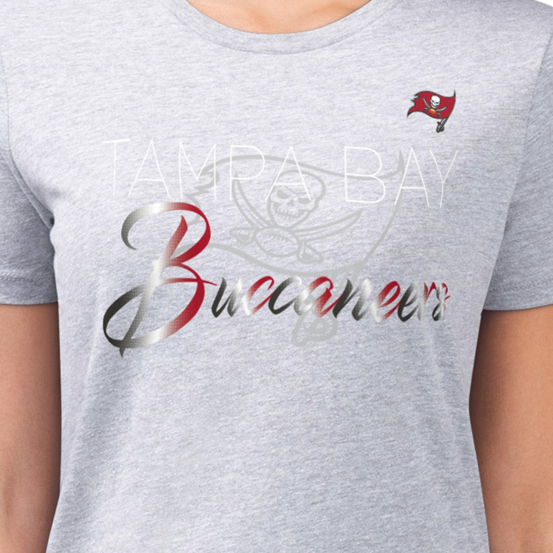 Tampa Bay Buccaneers G-III 4Her by Carl Banks Women's Super-Slim Fit Lightweight Shadow Logo T-Shirt - Gray cheap
