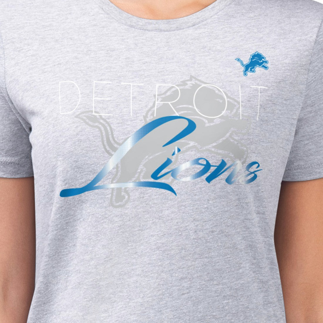 Detroit Lions G-III 4Her by Carl Banks Women's Super-Slim Fit Lightweight Shadow Logo T-Shirt - Gray discount
