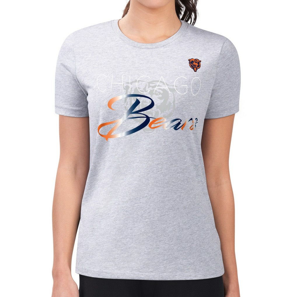 Chicago Bears G-III 4Her by Carl Banks Women's Super-Slim Fit Lightweight Shadow Logo T-Shirt - Gray outlet