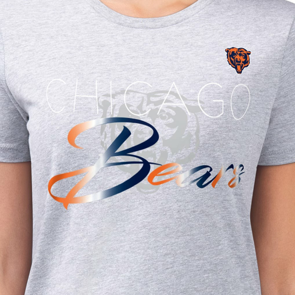 Chicago Bears G-III 4Her by Carl Banks Women's Super-Slim Fit Lightweight Shadow Logo T-Shirt - Gray outlet
