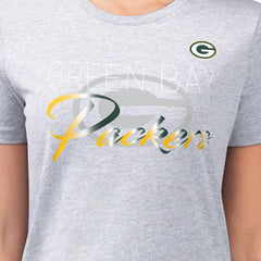Green Bay Packers G-III 4Her by Carl Banks Women's Super-Slim Fit Lightweight Shadow Logo T-Shirt - Gray for sale