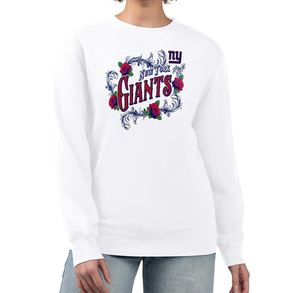 New York Giants G-III 4Her by Carl Banks Women's Roses Fleece Tri-Blend Pullover Sweatshirt - White outlet