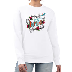 Miami Dolphins G-III 4Her by Carl Banks Women's Roses Fleece Tri-Blend Pullover Sweatshirt - White cheap