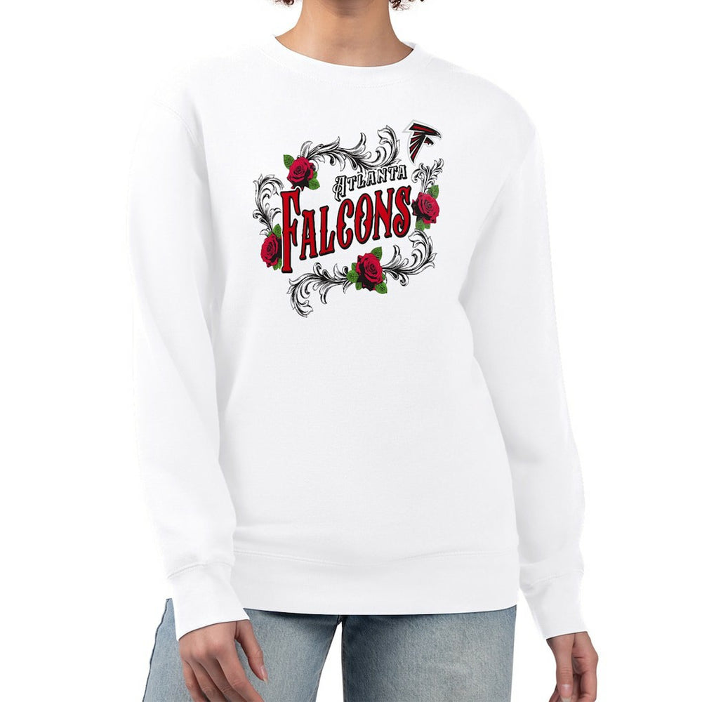 Atlanta Falcons G-III 4Her by Carl Banks Women's Roses Fleece Tri-Blend Pullover Sweatshirt - White discount