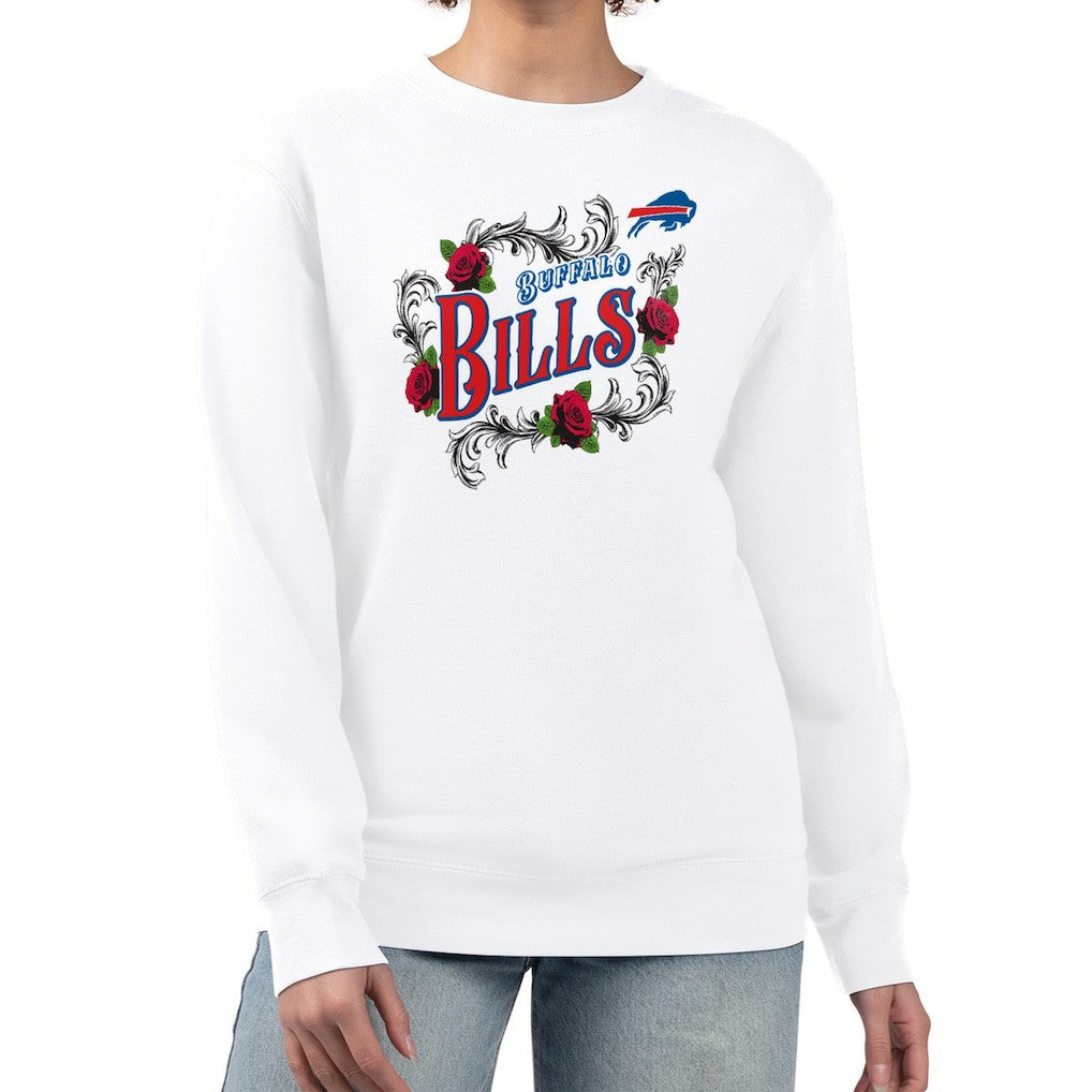 Buffalo Bills G-III 4Her by Carl Banks Women's Roses Fleece Tri-Blend Pullover Sweatshirt - White for sale