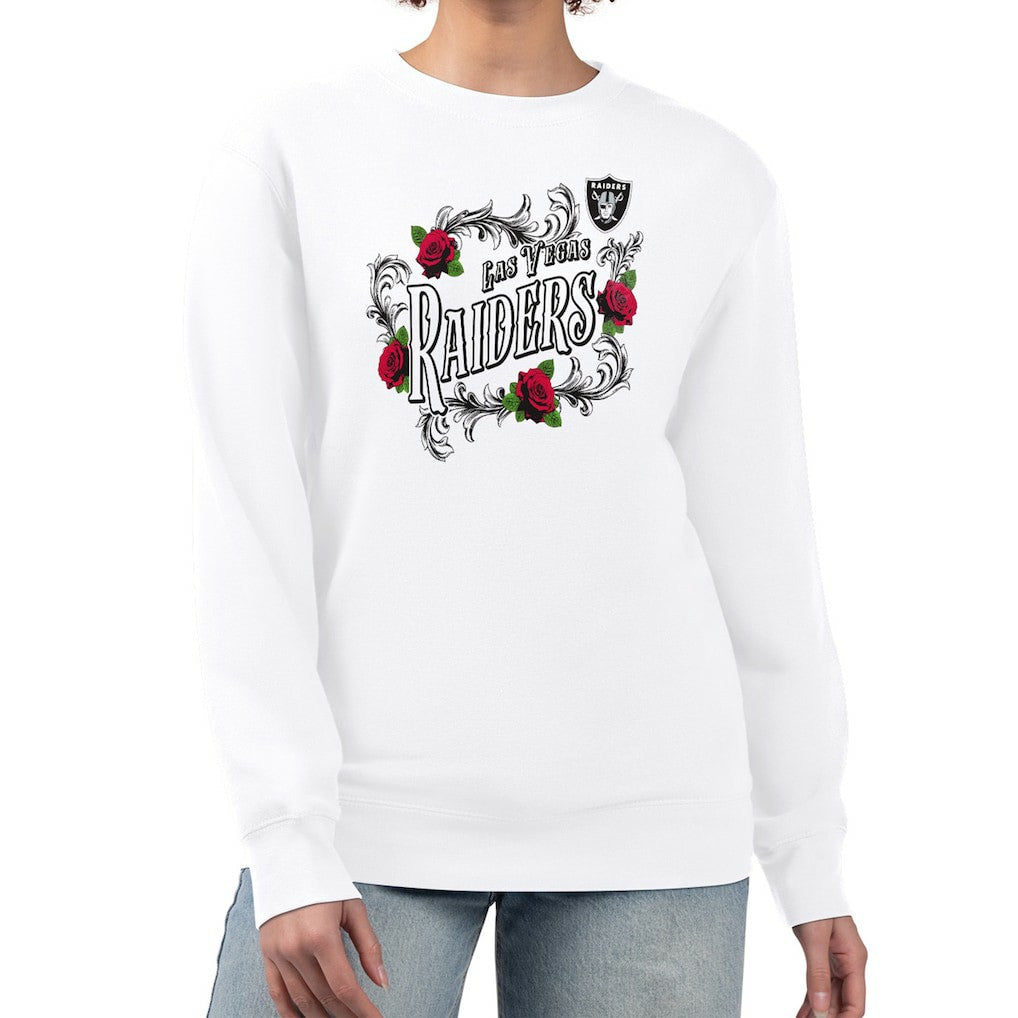 Las Vegas Raiders G-III 4Her by Carl Banks Women's Roses Fleece Tri-Blend Pullover Sweatshirt - White for sale