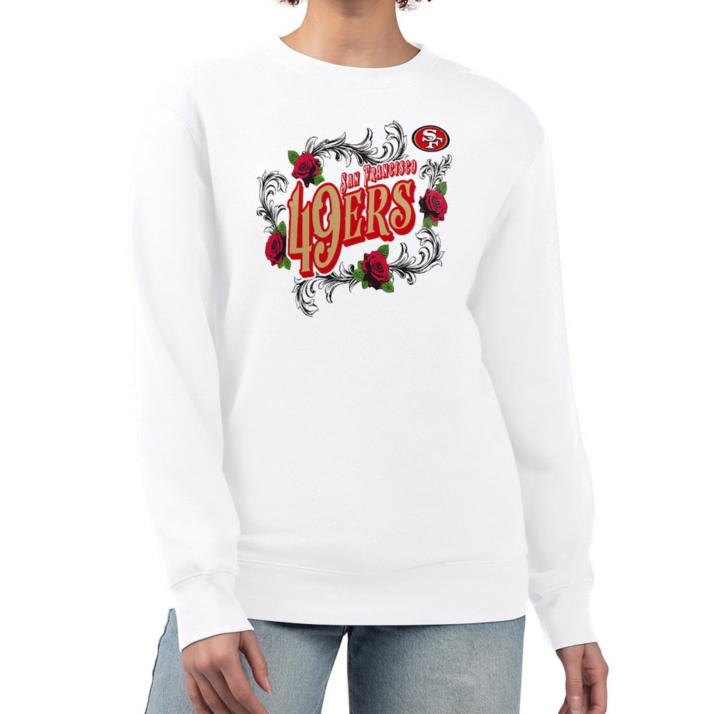 San Francisco 49ers G-III 4Her by Carl Banks Women's Roses Fleece Tri-Blend Pullover Sweatshirt - White online