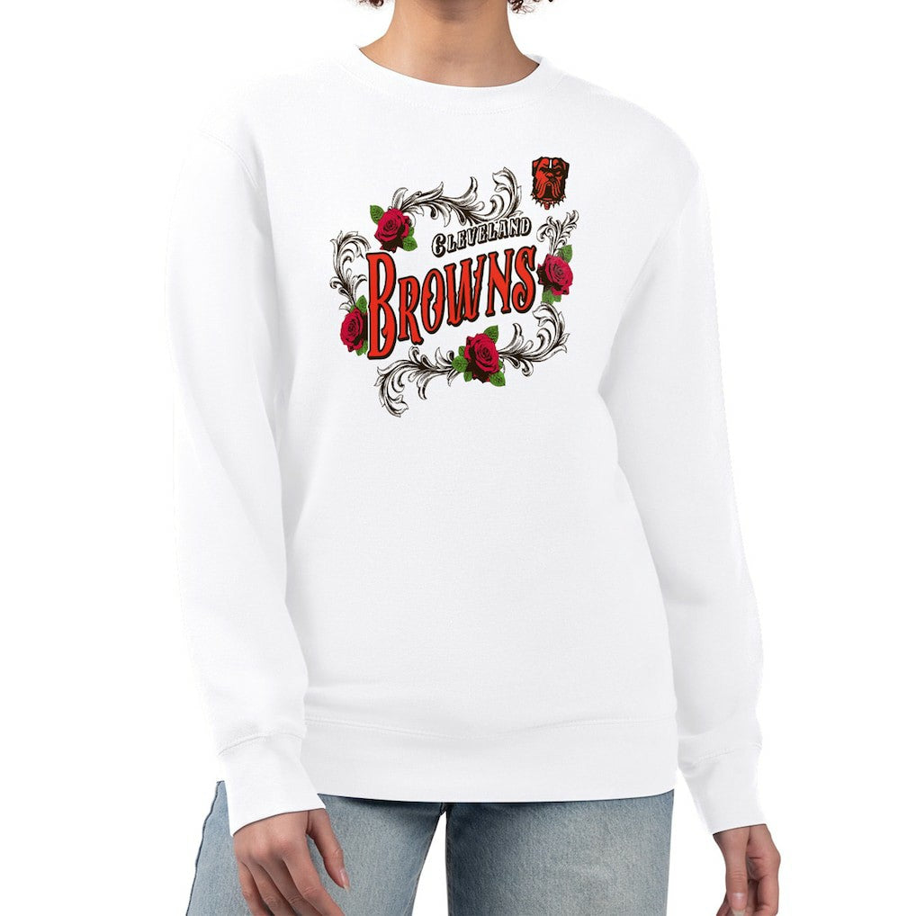 Cleveland Browns G-III 4Her by Carl Banks Women's Roses Fleece Tri-Blend Pullover Sweatshirt - White online