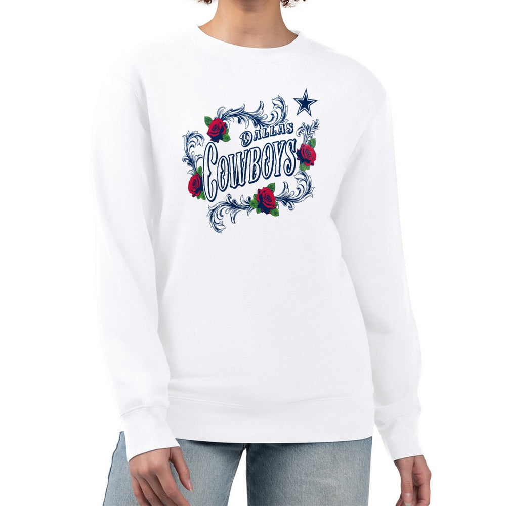 Dallas Cowboys G-III 4Her by Carl Banks Women's Roses Fleece Tri-Blend Pullover Sweatshirt - White online
