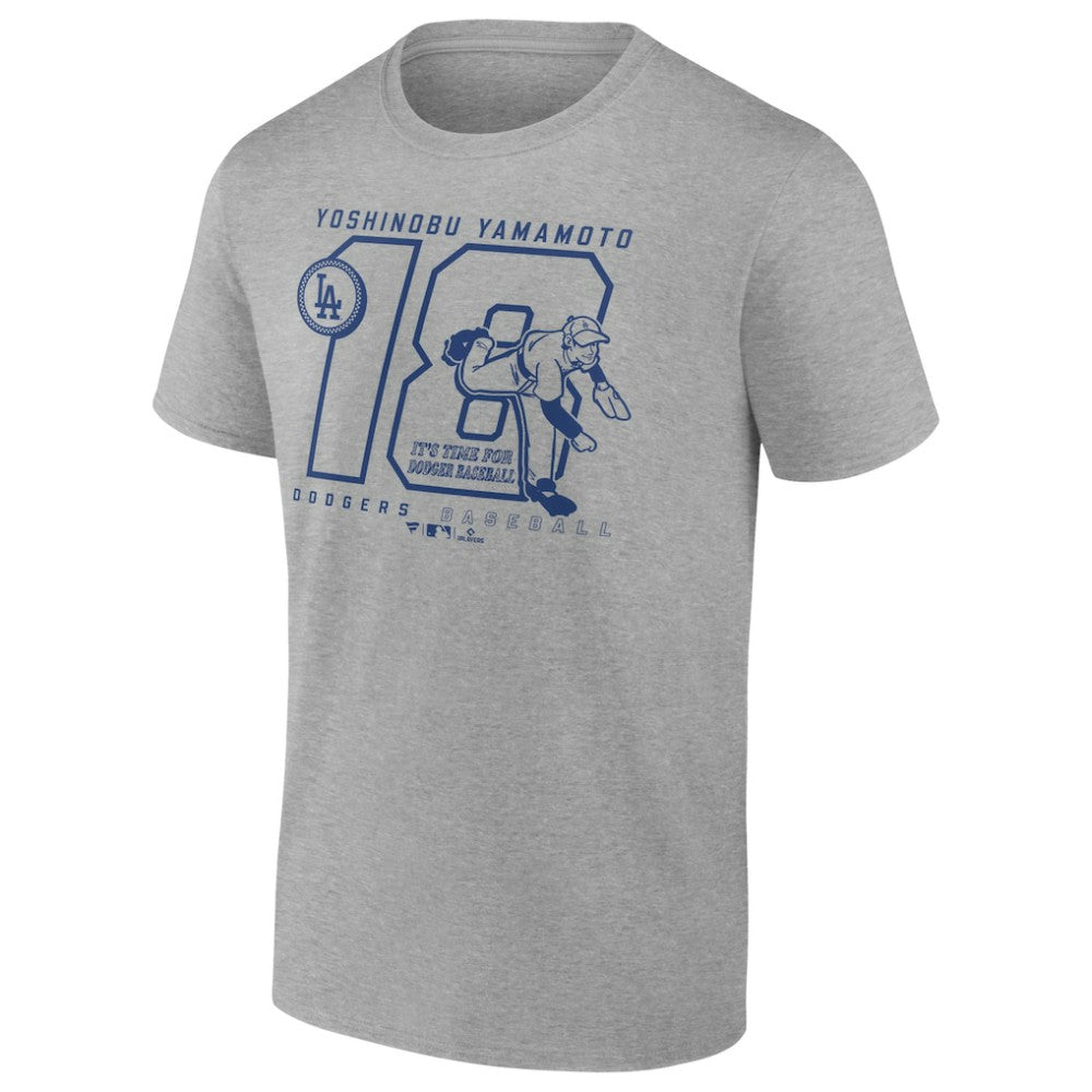 Yoshinobu Yamamoto Los Angeles Dodgers Player Graphic T-Shirt - Heather Gray