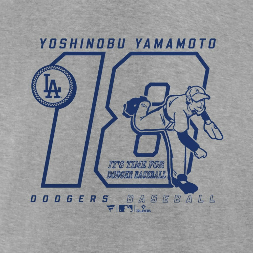 Yoshinobu Yamamoto Los Angeles Dodgers Player Graphic T-Shirt - Heather Gray