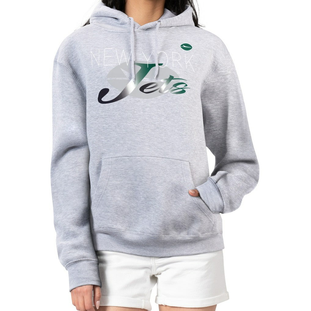 New York Jets G-III 4Her by Carl Banks Women's Shadow Logo Fleece Pullover Hoodie - Gray cheap