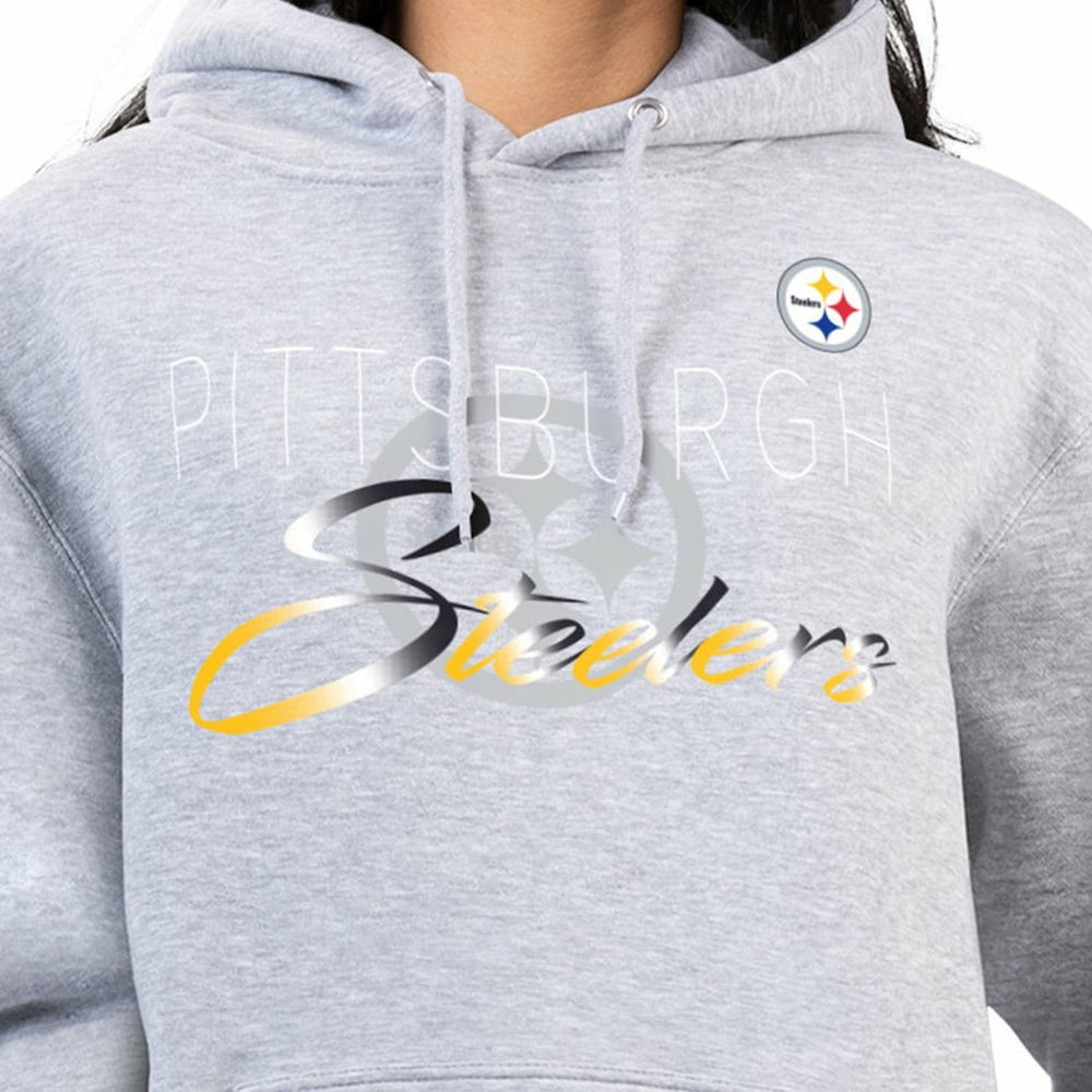 Pittsburgh Steelers G-III 4Her by Carl Banks Women's Shadow Logo Fleece Pullover Hoodie - Gray cheap
